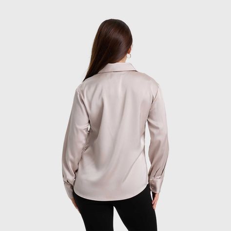 Blusa Mujer Satinada Abotonada Gris-2