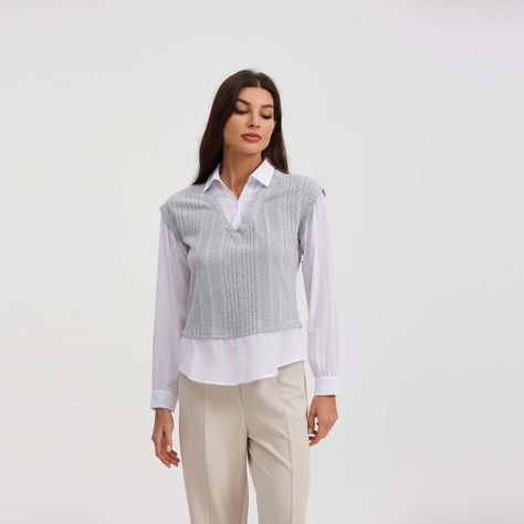 Sweater Mujer C/Blusa Gris Melange Fashion´s Park-0