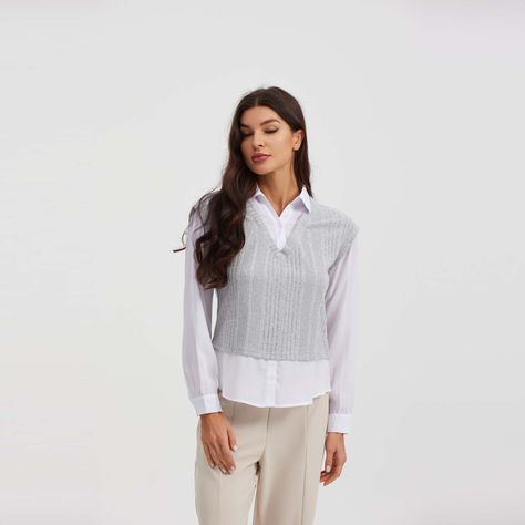Sweater Mujer C/Blusa Gris Melange Fashion´s Park-1
