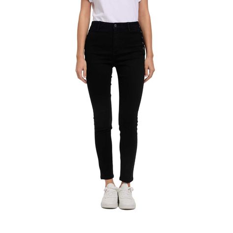 Jeans Mujer Skinny Ojetillo Negro Fashion's Park-0