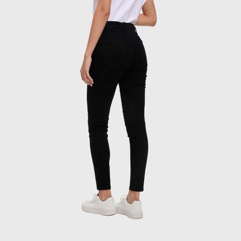 Jeans Mujer Skinny Ojetillo Negro Fashion's Park-2