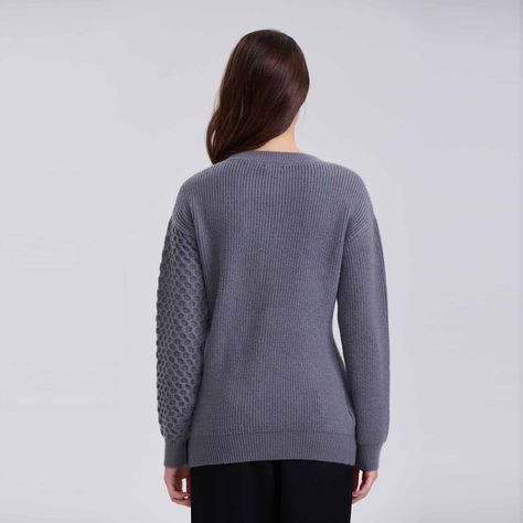 Sweater Mujer Mitad Gris Melange-2