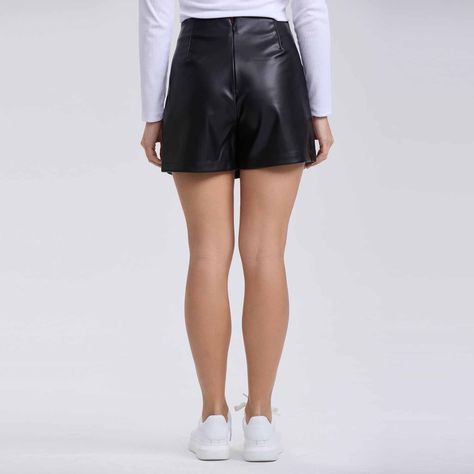 Falda Mujer Short Cuerina Negro-2