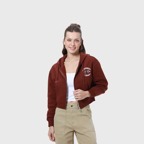 Polerón Mujer Full Zipper Cafe-1