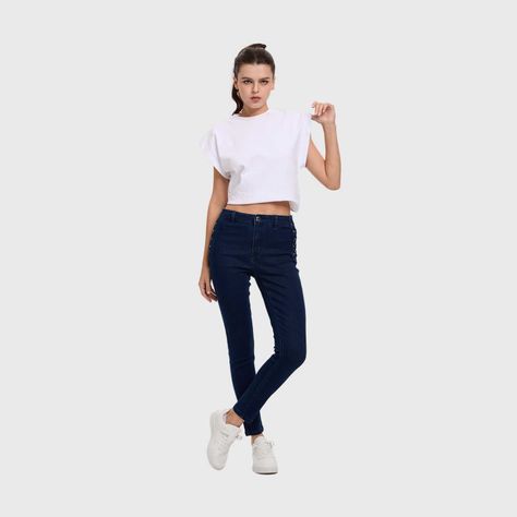 Jeans Mujer Skinny Ojetillo Azul Oscuro Fashion's Park-3
