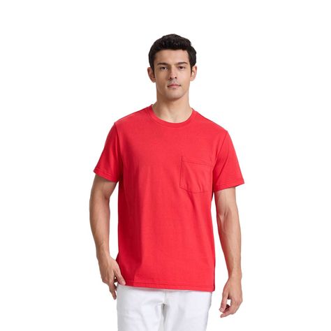 Polera Hombre Básica Bolsillo Rojo Italiano Fashion's Park-0