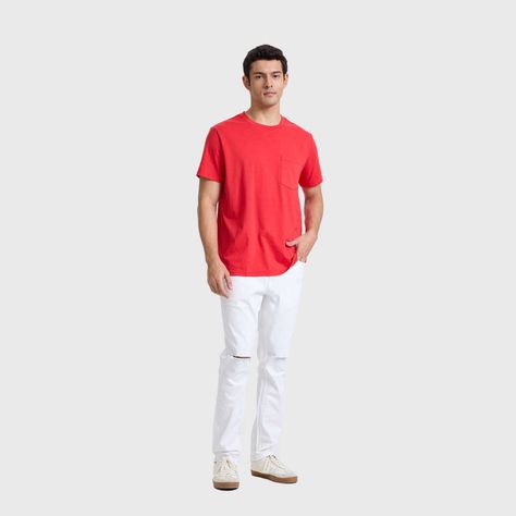 Polera Hombre Básica Bolsillo Rojo Italiano Fashion's Park-3