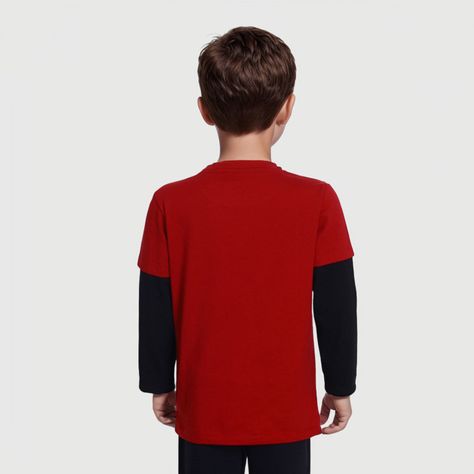 Polera Niño Básica Doble Manga Burdeo Fashion´s Park-1
