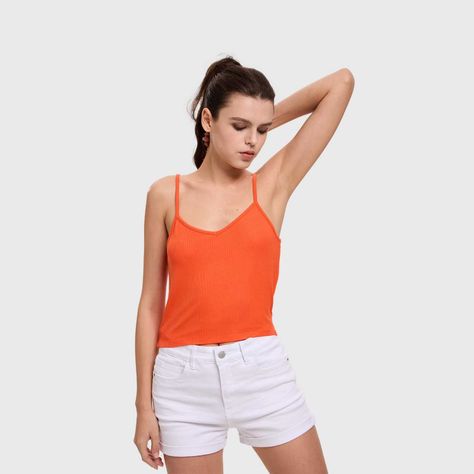 Polera Mujer Pabilo Crop Naranjo Fashion's Park-1