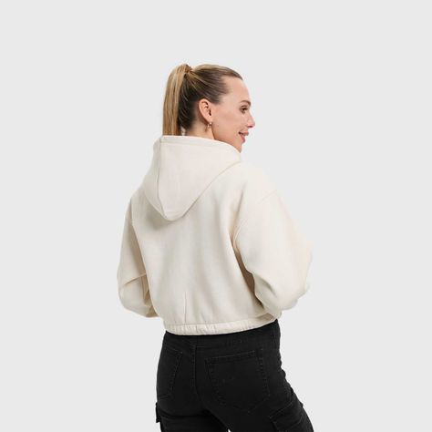 Polerón Mujer Zipper Crop Crudo Fashion's Park-2