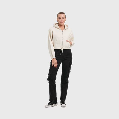 Polerón Mujer Zipper Crop Crudo Fashion's Park-3