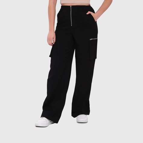 Pantalón Mujer Cargo Cierres Negro Fashion´s Park-1