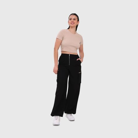 Pantalón Mujer Cargo Cierres Negro Fashion´s Park-3