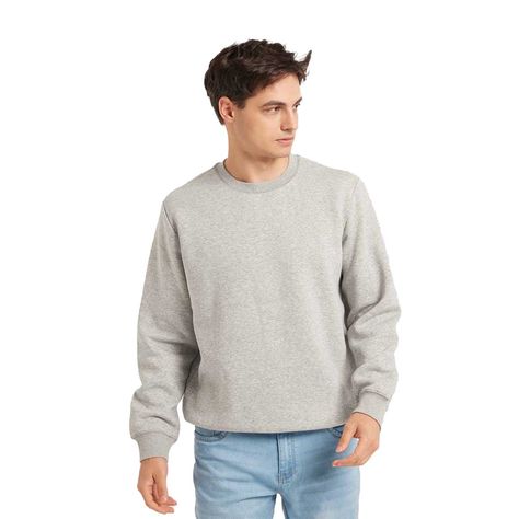 Polerón Hombre Básico Gris Melange-0