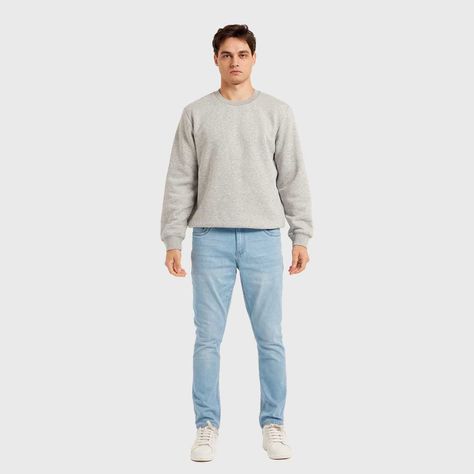 Polerón Hombre Básico Gris Melange-3