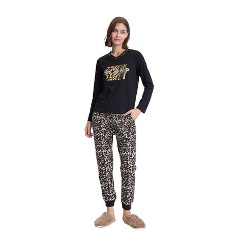 Pijama Mujer Estampado Negro Fashion's Park-0