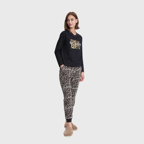 Pijama Mujer Estampado Negro Fashion's Park-1