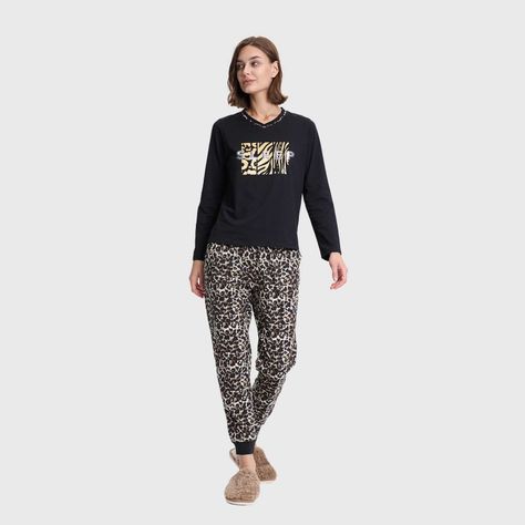 Pijama Mujer Estampado Negro Fashion's Park-3
