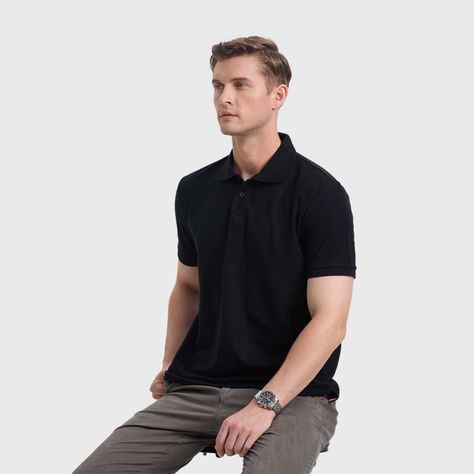 Polera Hombre Pique Lisa Básica Negro Fashion's Park-1