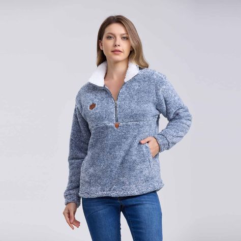 Polar Mujer Medio Zipper Celeste Melange-0