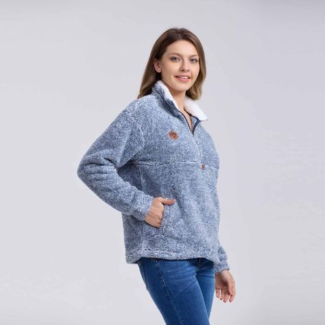 Polar Mujer Medio Zipper Celeste Melange-1