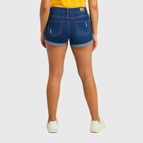 Short Mujer Roll Up Tiro Alto Azul Fashions Park-2