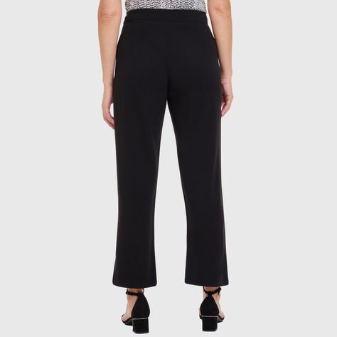Pantalón Recto Aplicación Pretina Negro Mujer-2