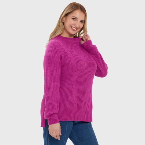 Sweater Mujer Calado Magenta-1