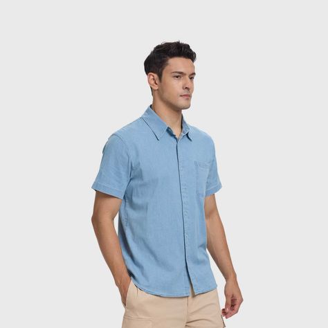 Camisa Hombre Comfort Bolsillo Celeste Fashion's Park-1