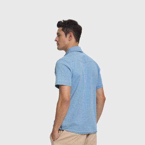 Camisa Hombre Comfort Bolsillo Celeste Fashion's Park-2
