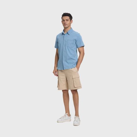 Camisa Hombre Comfort Bolsillo Celeste Fashion's Park-3