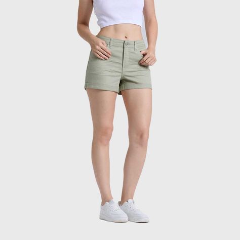 Short Mujer Color Tiro Alto Verde Fashions Park-1