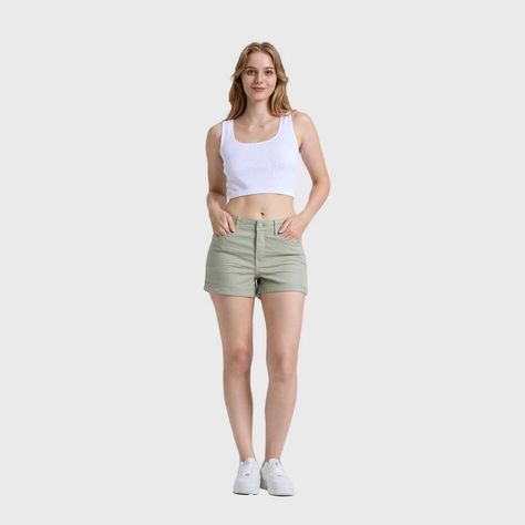 Short Mujer Color Tiro Alto Verde Fashions Park-3