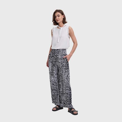 Pantalón Mujer Palazzo Pretina Panal Negro Fashions Park-3
