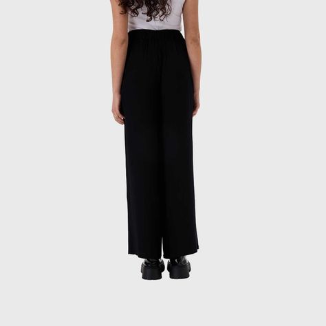 Pantalón Mujer Pallazzo Cortes Delanteros Negro Fsp-2