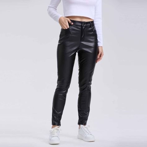 Pantalón Mujer Pitillo Pu Negro-0