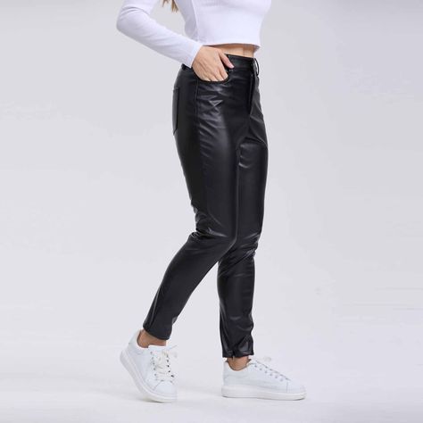 Pantalón Mujer Pitillo Pu Negro-1
