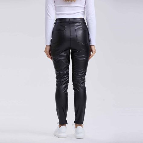 Pantalón Mujer Pitillo Pu Negro-2
