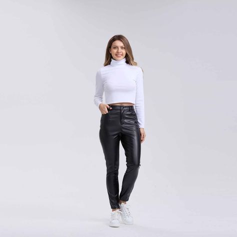 Pantalón Mujer Pitillo Pu Negro-3