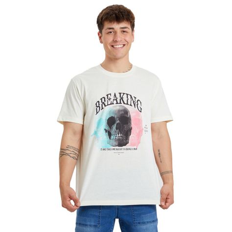 Polera Calavera Crudo Hombre-0