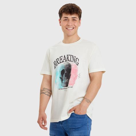 Polera Calavera Crudo Hombre-1