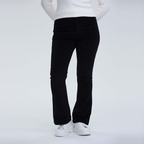 Pantalón Mujer Flare Cotelé Negro-0