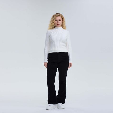 Pantalón Mujer Flare Cotelé Negro-3