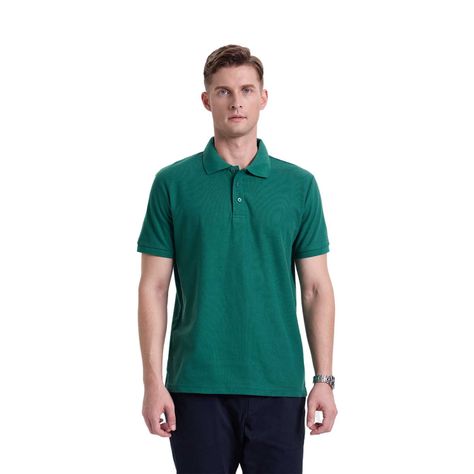 Polera Hombre Pique Básica Lisa Verde Oscuro Fashion's Park-0