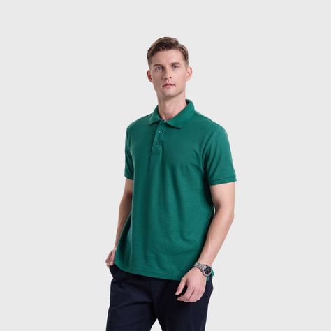 Polera Hombre Pique Básica Lisa Verde Oscuro Fashion's Park-1
