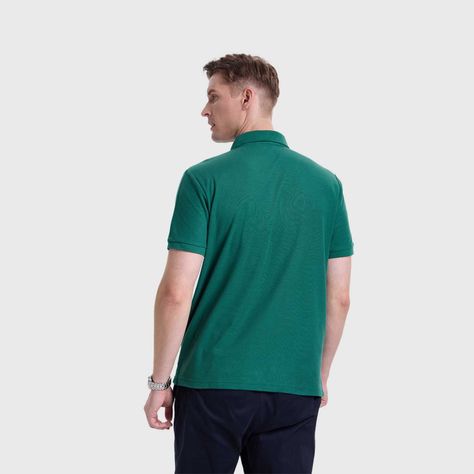 Polera Hombre Pique Básica Lisa Verde Oscuro Fashion's Park-2