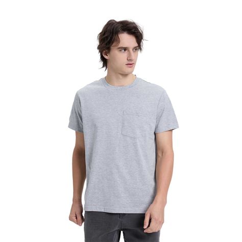 Polera Hombre Básica Bolsillo Gris Melange Fashion's Park-0