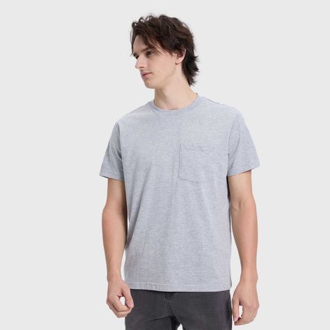 Polera Hombre Básica Bolsillo Gris Melange Fashion's Park-1