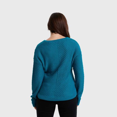 Sweater Mujer Listado Turquesa Oscuro-2