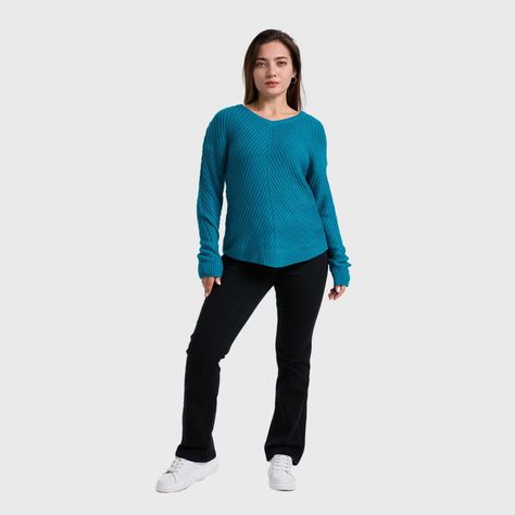 Sweater Mujer Listado Turquesa Oscuro-3
